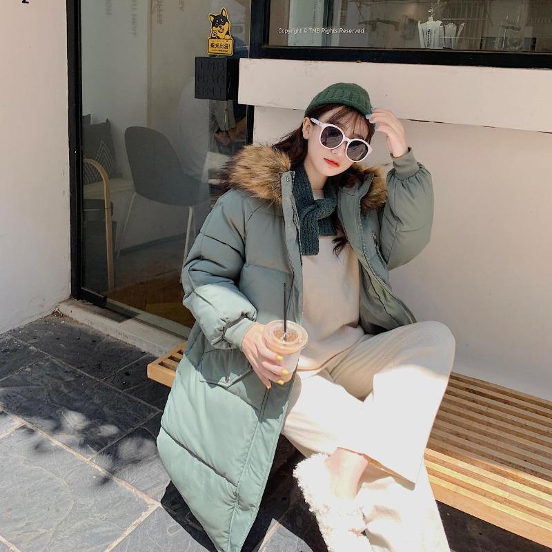 European and American Down Cotton Jacket Women's Winter 2025 Mid-length Large Size Padded Jacket Loose Thickened Cotton Jacket Cotton