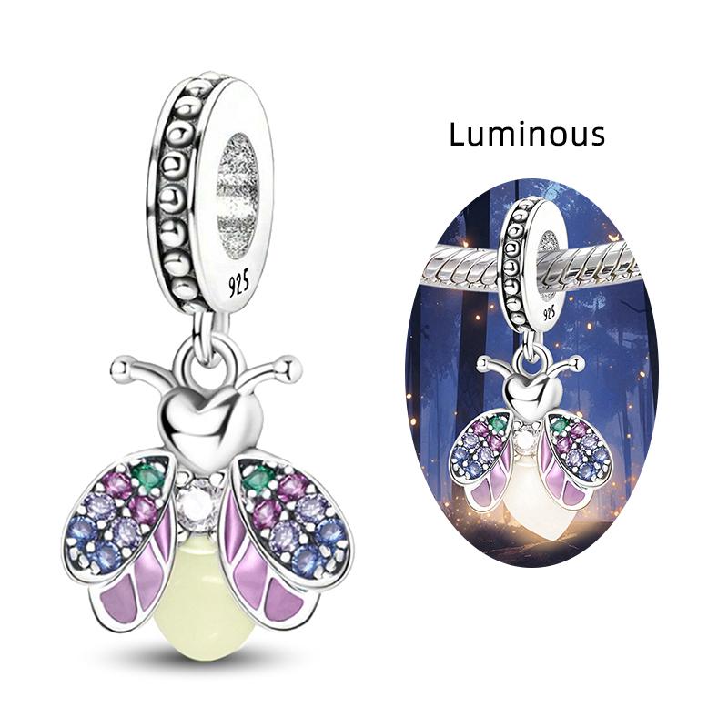 Original Copper Charms Beads Glowing Luminous Bee Firefly Butterfly Pendant For Bracelet Bangle Charm Diy Jewelry