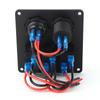 Multifunction 3 Gang Rocker Switches Panel with Voltmeter Display 4.8A Power Charger for RV BoatGreen Light