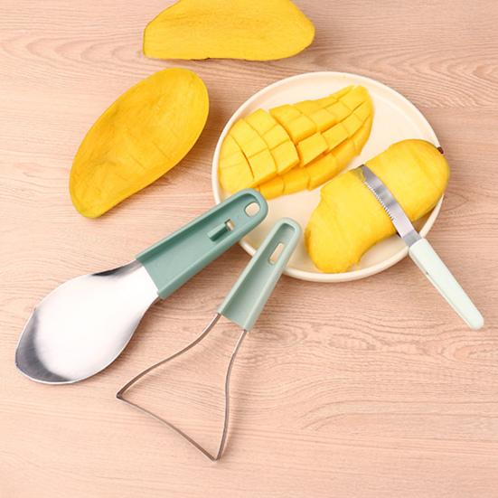 Mango Peeler Cutter Tool Stainless Steel 3-in-1 Fruit Slicer Corer Pit Remover for Watermelon Avocado Kiwi Kitchen Gadget