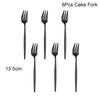 6Pcs Black Cutlery Set Matte Dinnerware Set Knife Fork Spoon Tableware Cake Fruit Fork Stainless Steel Flatware Kitchen