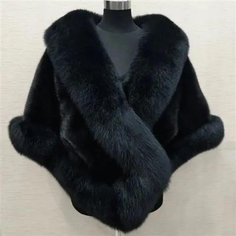 New Winter Faux Mink Fox Fur Faux Fur Cape with Enlarged Dress Shawl