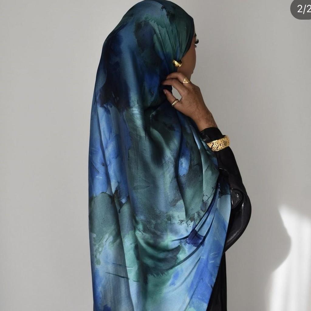 Etnisk Marmor Vattenstämpel Falsk Siden Bandana Sjal