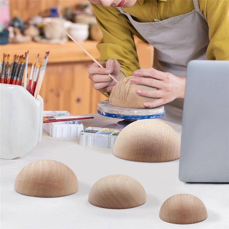 B50C 8 Sizes Half Round Pottery Molds Wooden Top Tool, Pottery Plate Press-Tool For Making Pottery Bowls And Plates