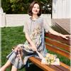 Baolianduo Chinese Style Floral Summer Dress for Middle-Aged Women