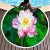 Lotus Pattern Round Beach Blanket, Microfiber Quick Dry Towel with Tassels for Picnic Bathroom Pool Surfing Outdoor Meditation