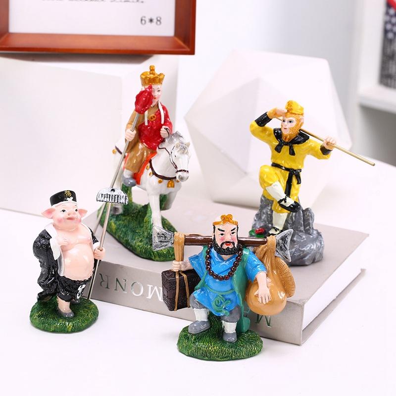 4pcs Creative Cartoon Image Sun Wukong Figurine Doll Monkey King Journey To The West Home Decoration Resin Crafts Decorations