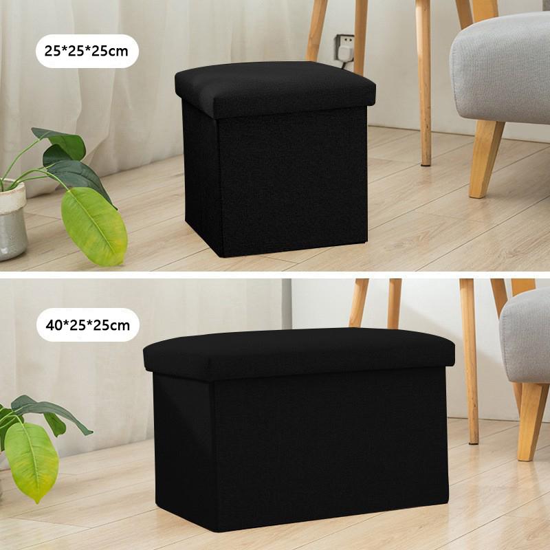 

1 шт. складной тканевый табурет для хранения, многофункциональный ящик для хранения домашней жизни, табурет для обуви, органайзер для хранения игрушек, домашняя организация 25x25x25cm чёрный