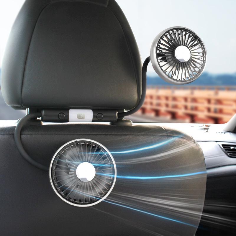 Dual-Head USB Rear Seat Fan for Car Cooling