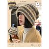 Color-blocked Striped Woolen Hat for Women, Autumn and Winter, Japanese Style, Loose, Warm, Ear-protecting, Slouchy Knit Hat for Large Head