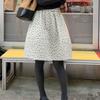 Women's Korean Retro Floral A-line Puffy Skirt - Gray, Autumn/Winter