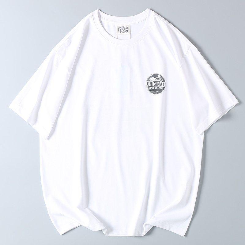 Fashionable American-Style Printed Short-Sleeve T-Shirt for Men, Summer Casual Round-Neck Top, Export Surplus with Tags Removed