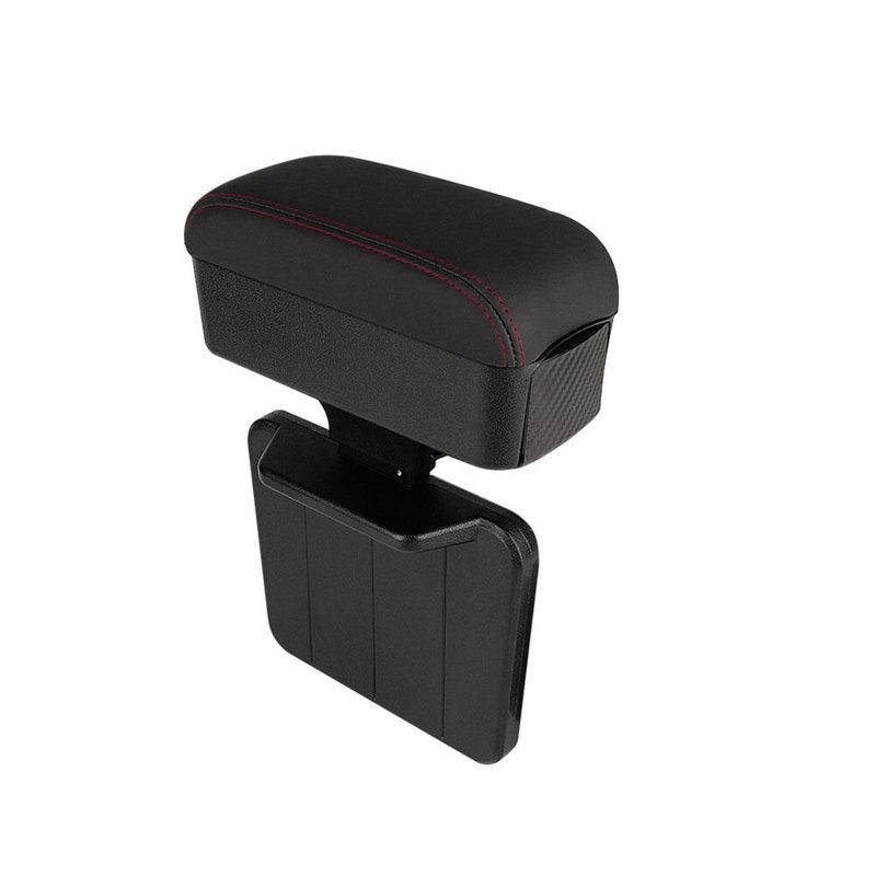 Center Console Organizer Adjustable Armrest with Retractable Cup Holder Compatible with Manual Transmission Vehicles