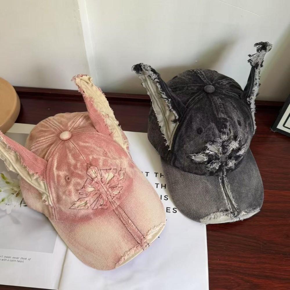 Casual 3D Doberman Ears Denim Cap Y2K Women's Sun Hat Kawaii Streetwear Hat for Women