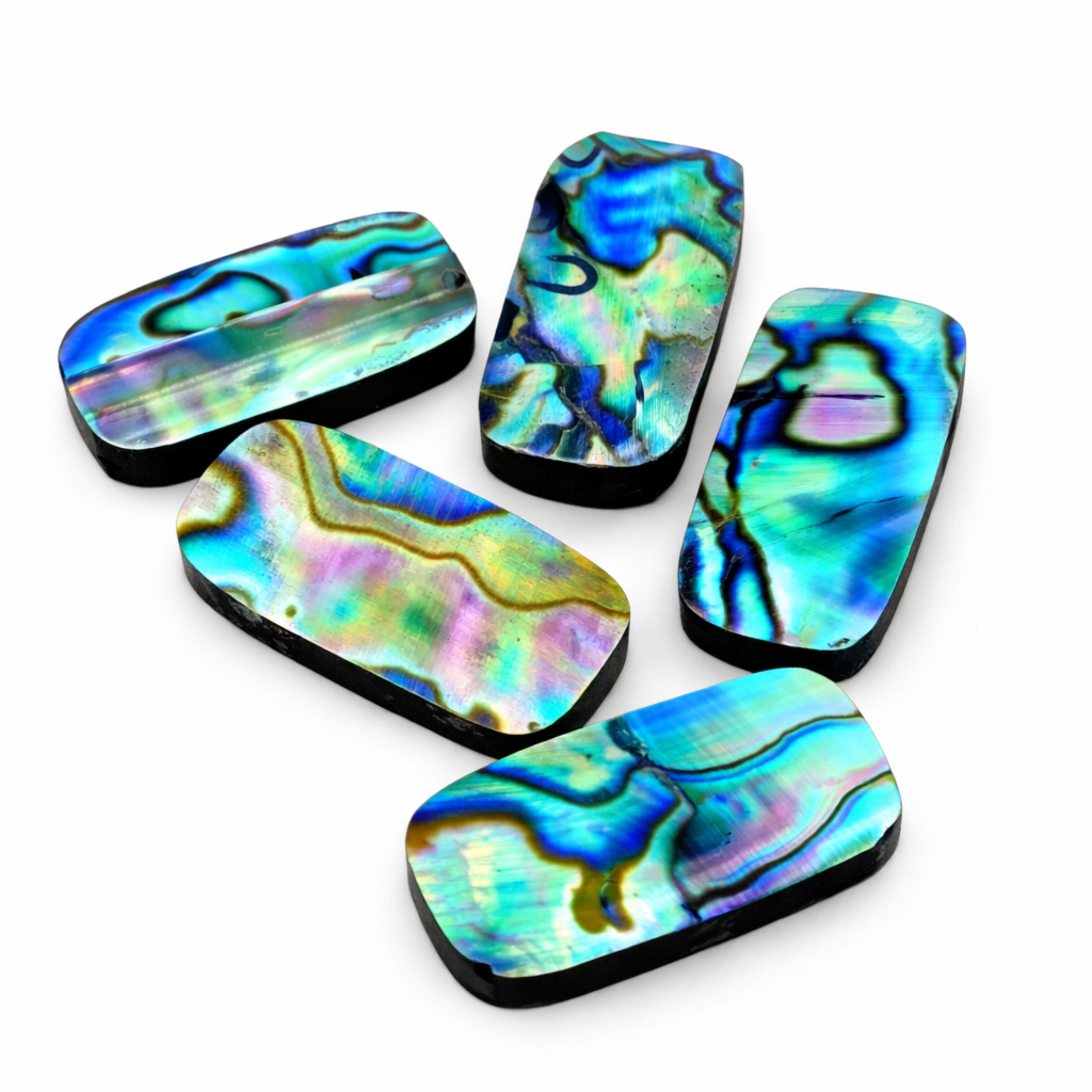 

AAA+ Abalone Shell Cushion Cabochon, Flat Back Natural Shell Gemstone, Iridescent Jewelry Making Supply for Rings 8x16mm синий