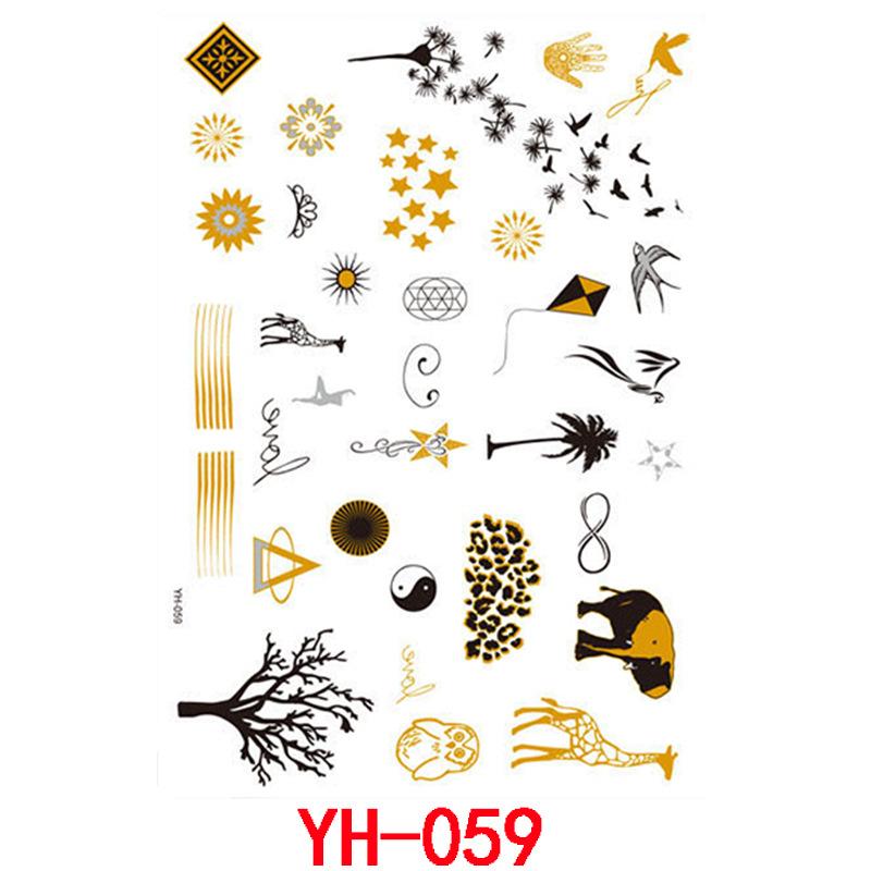 Bronzing Tattoo Sticker, Metal Waterproof Tattoo Sticker, Tattoo