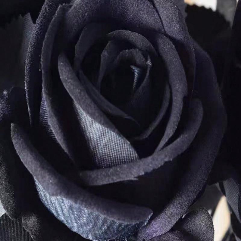Sztuczne czarne róże na długich łodygach, z tworzywa sztucznego, nigdy nie więdną, odpowiednie na Walentynki, rodzinne przyjęcie weselne, atmosferę Halloween