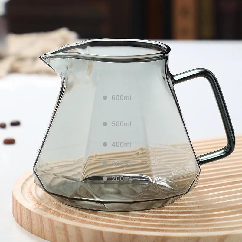 Octagonal Coffee Pot Transparent Juice Coffee Kettle Reusable Coffee Teapot Glass Coffeeware 400/600ml Without Filter Cup