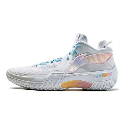 Li Ning Jiao Ao Angel Mesh Fabric 2023 New Outdoor Wear Resistant Performance Cushioning Mid Top Basketball Shoes Men Sneaker Standard-White ABFT035-9