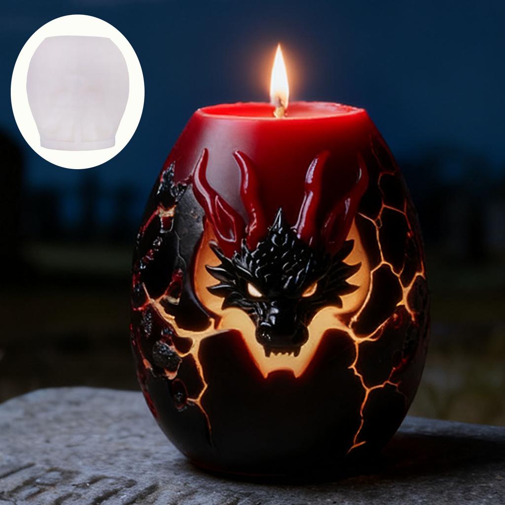 Dragon Head Relief Egg-Shaped Candle Silicone Mold DIY Creative Dragon Head Relief Scented Candle Diffuser Stone