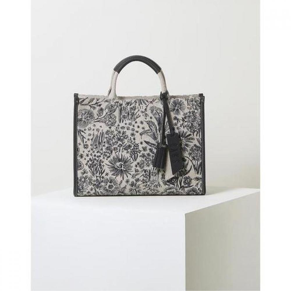 Daks Navy Flower Embroidery Jacquard Large Tote Bag Dcba2f655n2