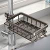 Kitchen Sink Faucet Organizer Detachable Sponge Holder for Kitchen Sink Faucet Drain Rack with Hook for Bathroom Scrubbers Soap