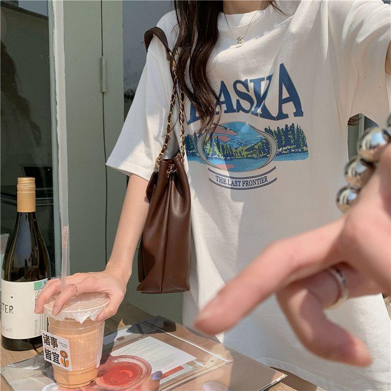 Kurzarm-T-Shirts aus reiner Baumwolle für Damen 2025 Sommer lässiges übergroßes T-Shirt Harajuku Buchstabendruck grau Y2k Tops Hip Hop Streetwear