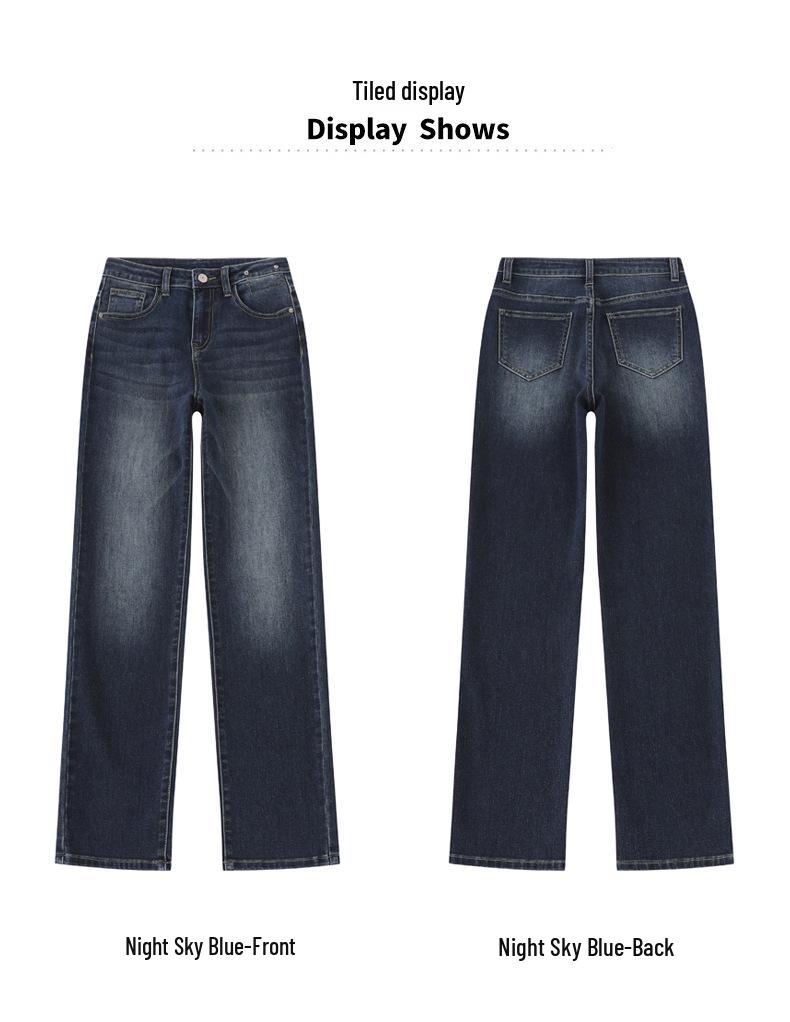 Autumn Retro High-Waist Straight Leg Mop Jeans for Women