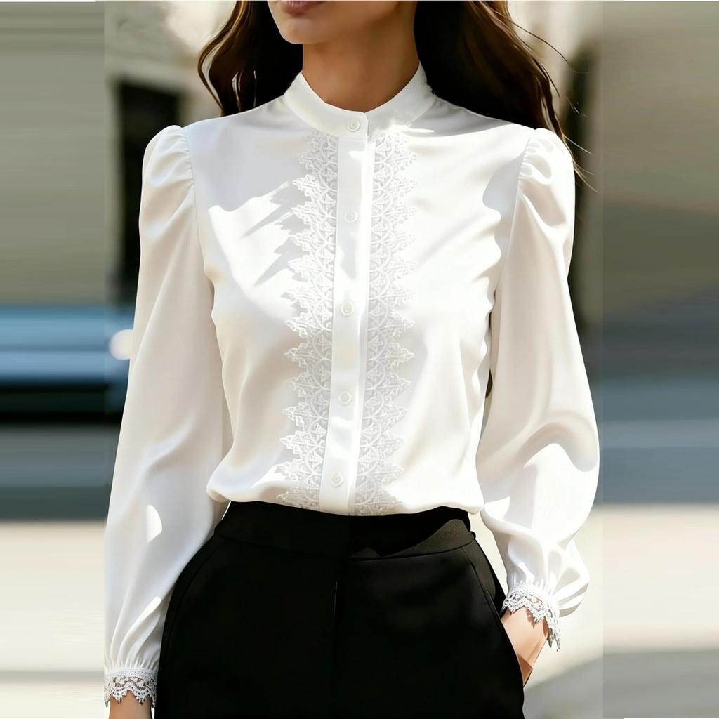 Womens Spring Tops Long Sleeve Lace Button Down Blouse Summer Shirts for Women Womens Summer Shirts Office Style