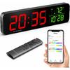 15.2" Gym Timer, App & Remote Control, Customizable LED Colors, Temperature, Date, Workout Interval Timer Stopwatch Countdown Large Digital Wall