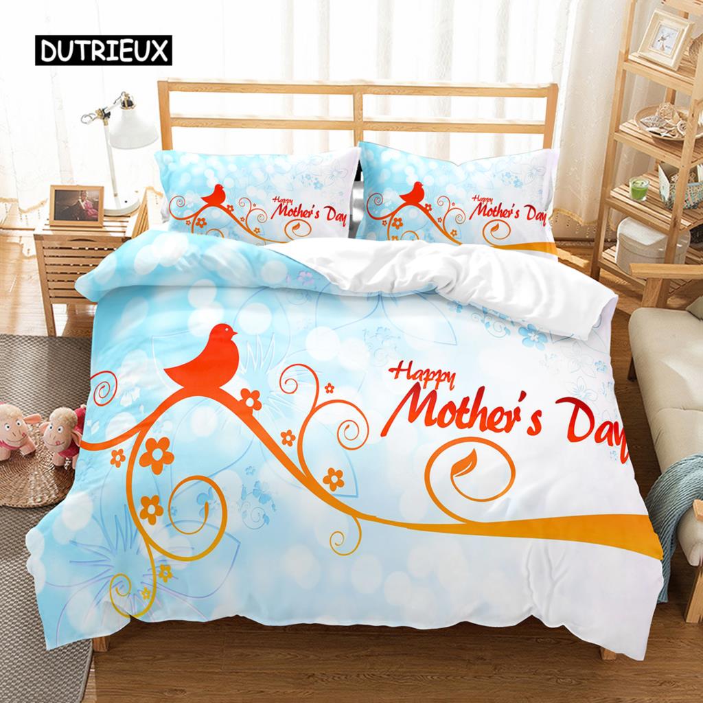 Romantisches Blumendesign Bettbezug-Set Alles Gute zum Frauentag Bettwäsche-Set Polyester 8. März Bettdeckenbezug Einzel- King-Size Für Mutter Geschenk