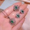 Japanese and Korean Style Baroque Emerald Full Diamond Earrings Necklace Designer Set