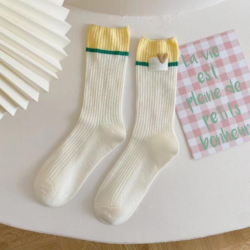 Women's Winter Colorful Double-needle Pink Dopamine-themed Pile Socks for Women's Mid-calf Socks Trend