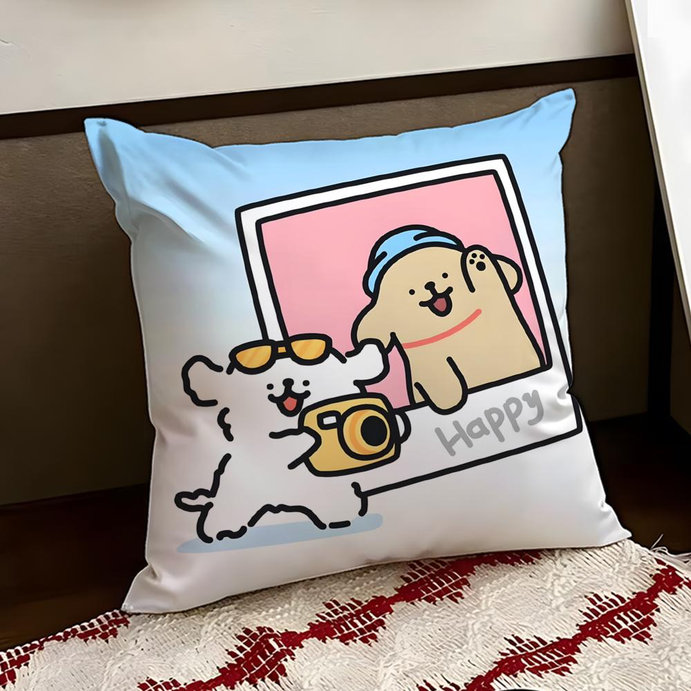 Cute LLine PPuppy Cushion Cover Reversible Soft Durable Pillow Cover Home Car MultiScene Use for Daily Comfort