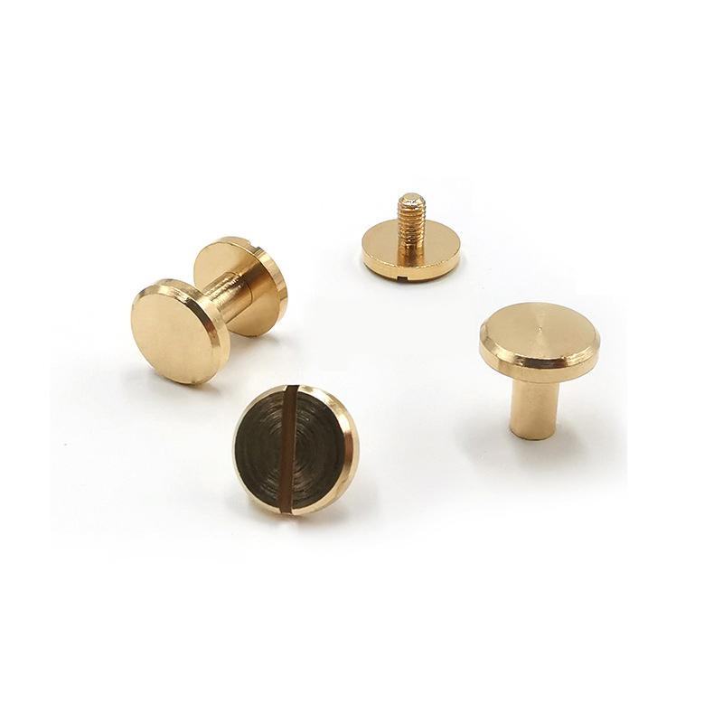 10Sets Brass Flat Head Rivets Leather Belt Button Stud Screw Nail Rivet Leather Wallet Rivets Screws Leathercraft Accessories