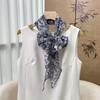 French Hepburn Mulberry Silk Ribbon Summer Thin Retro Pattern Silk Scarf Women's Versatile Accessories Long Silk Scarf