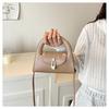 Chic Solid Color Faux Leather Shoulder Bag, Women's Semi Circle Handbag with Snap Lock, Trendy Commute Crossbody Purse CLE