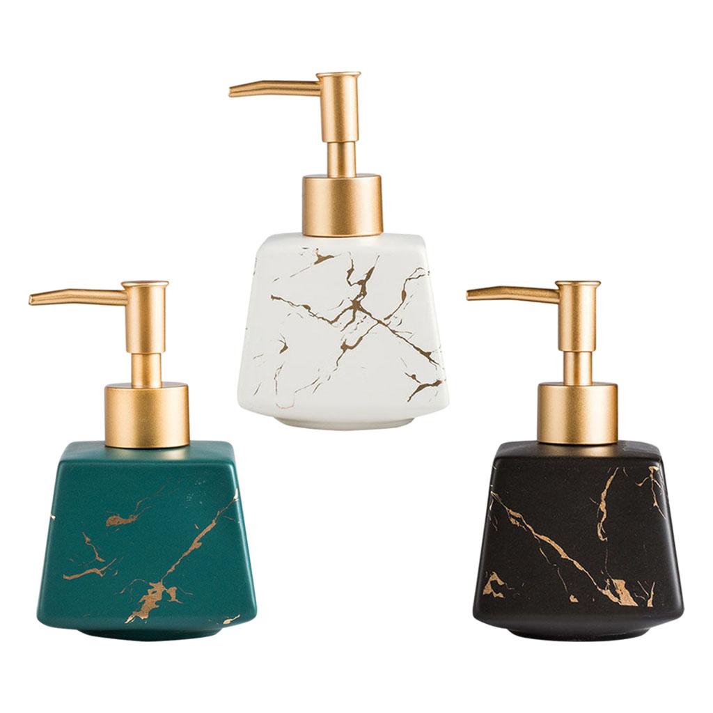 Bathroom Vanity Marble Imitated Ceramic Dish Soap Lotion Dispenser 260ml Pump Bottle Container Refillable