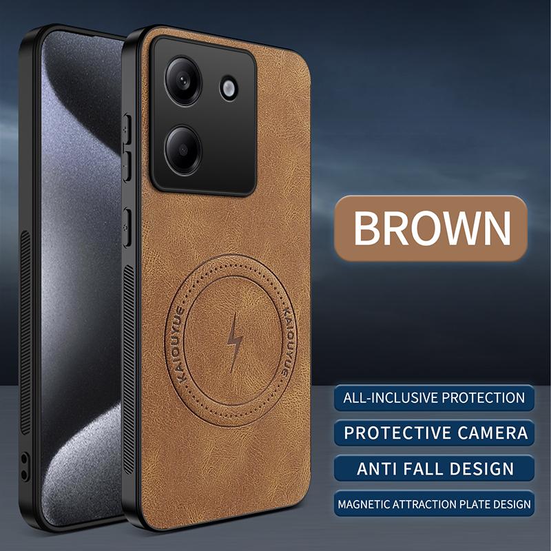 For Xiaomi POCO M7 Pro Case Luxury PU Leather Skin Magnetic Magsafe Protective Back Cover Case For POCO M7 Pro 5G Phone Shell