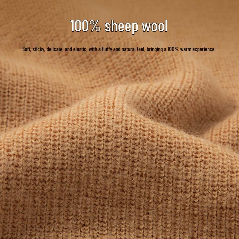 Futing Men's 100% Lambswool Round Neck Sweater