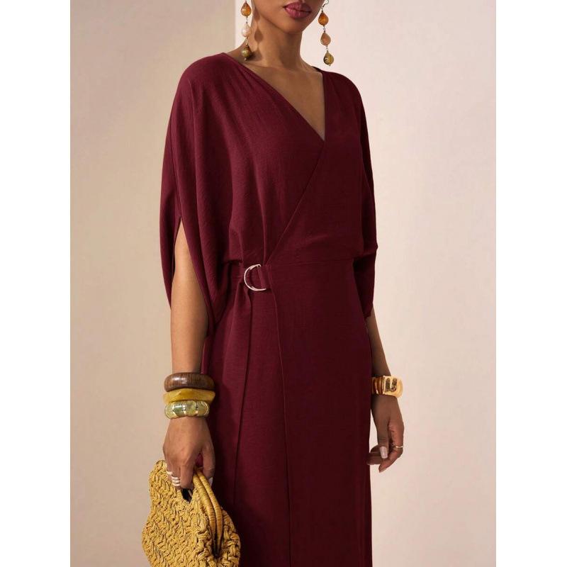 Europe, America 2026 summer new retro casual loose simple waist strap thin dress
