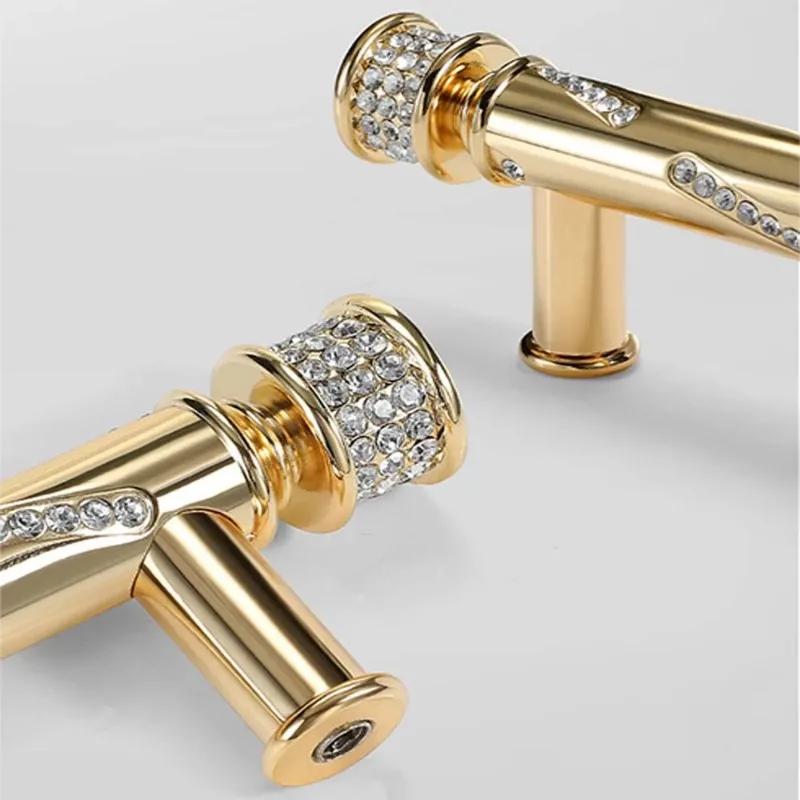 Goldene Leichte Luxus Schrank Schubladengriffe Moderner Minimalistischer Nordischer Stil Diamant Weinschrank Türgriffe Küchenschubladengriffe