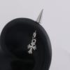 Spike Cone Barbell Piercing Ear Stud with Sparkling Stone Cross Pendant Gothic Cool Unisex Cartilage Ear Jewelry for Daily Street Style Matching