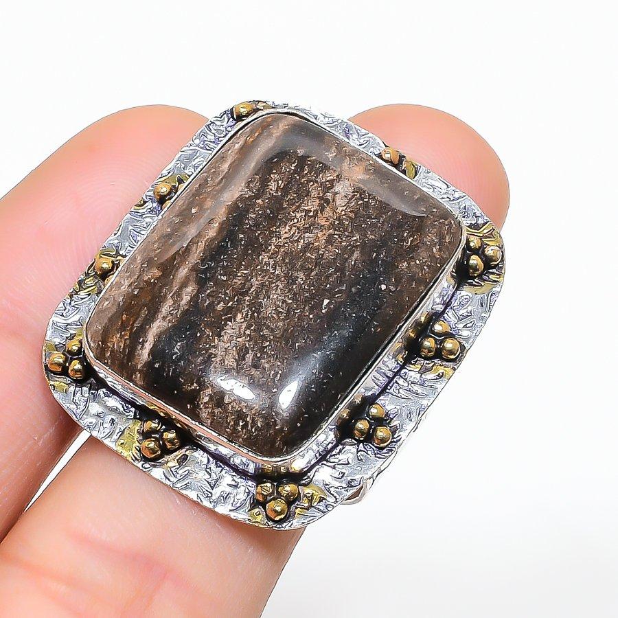 African Moss Gemstone Handmade 925 Sterling Silver Jewelry Ring Size 9 SU-12056
