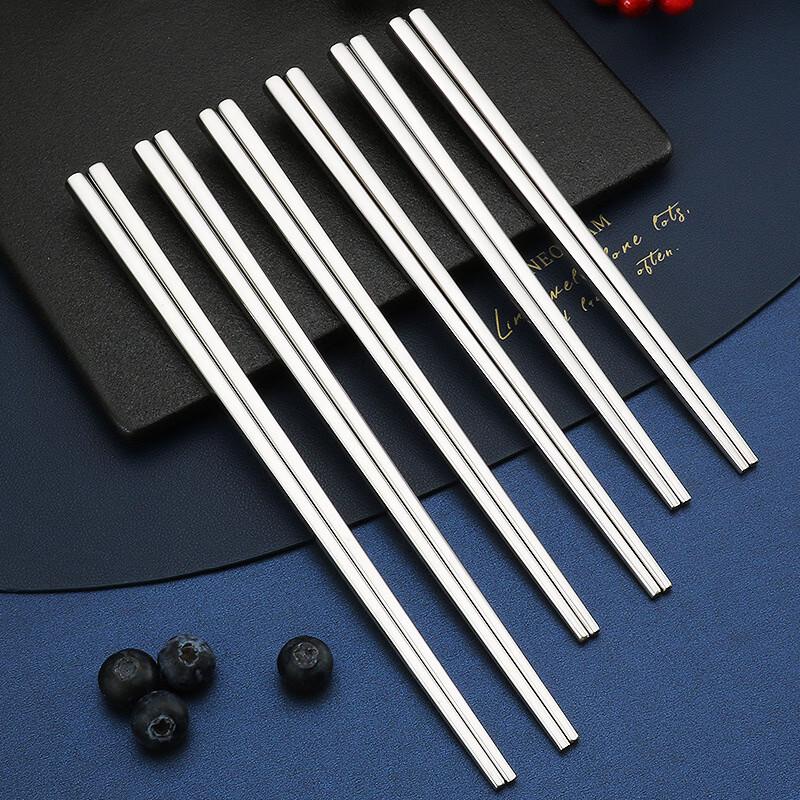 Shixun 304 Stainless Steel Square Chopsticks Set, 6 Pairs