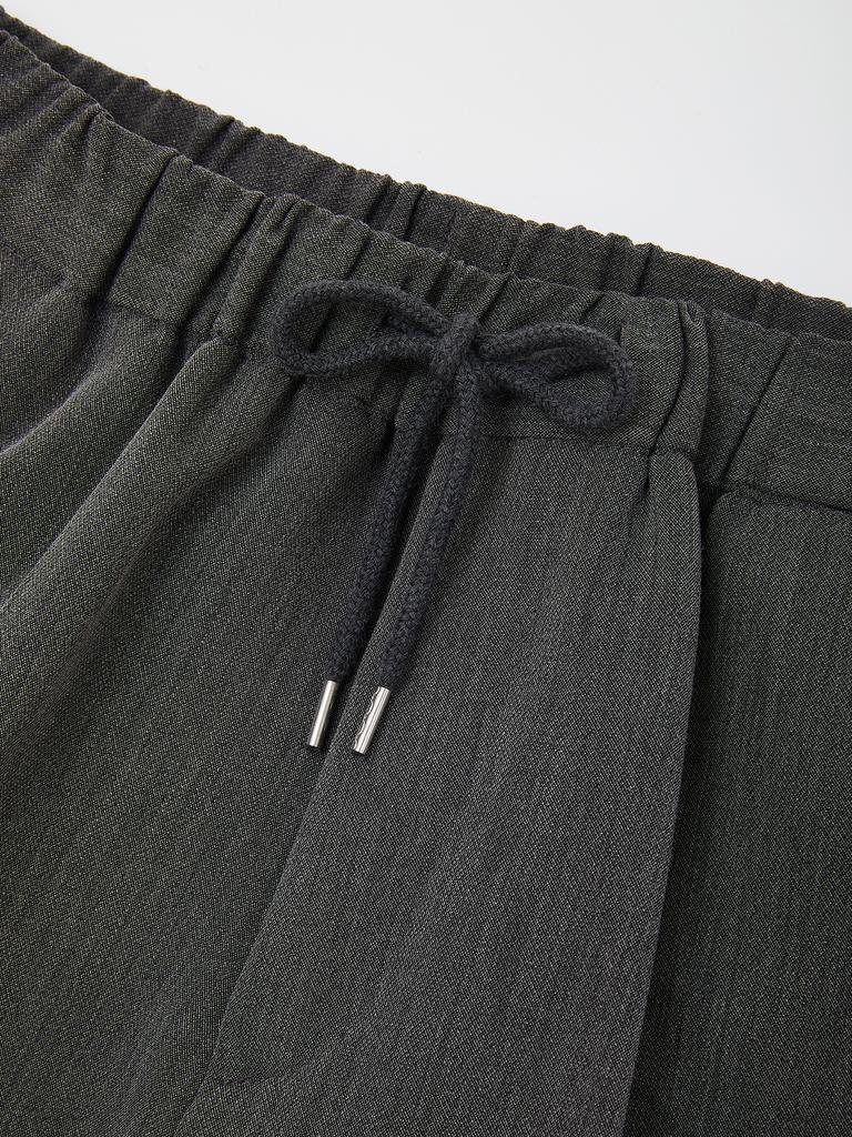 IKALOOK Straight Fit Single-Pleat Elastic Slacks Cpt162