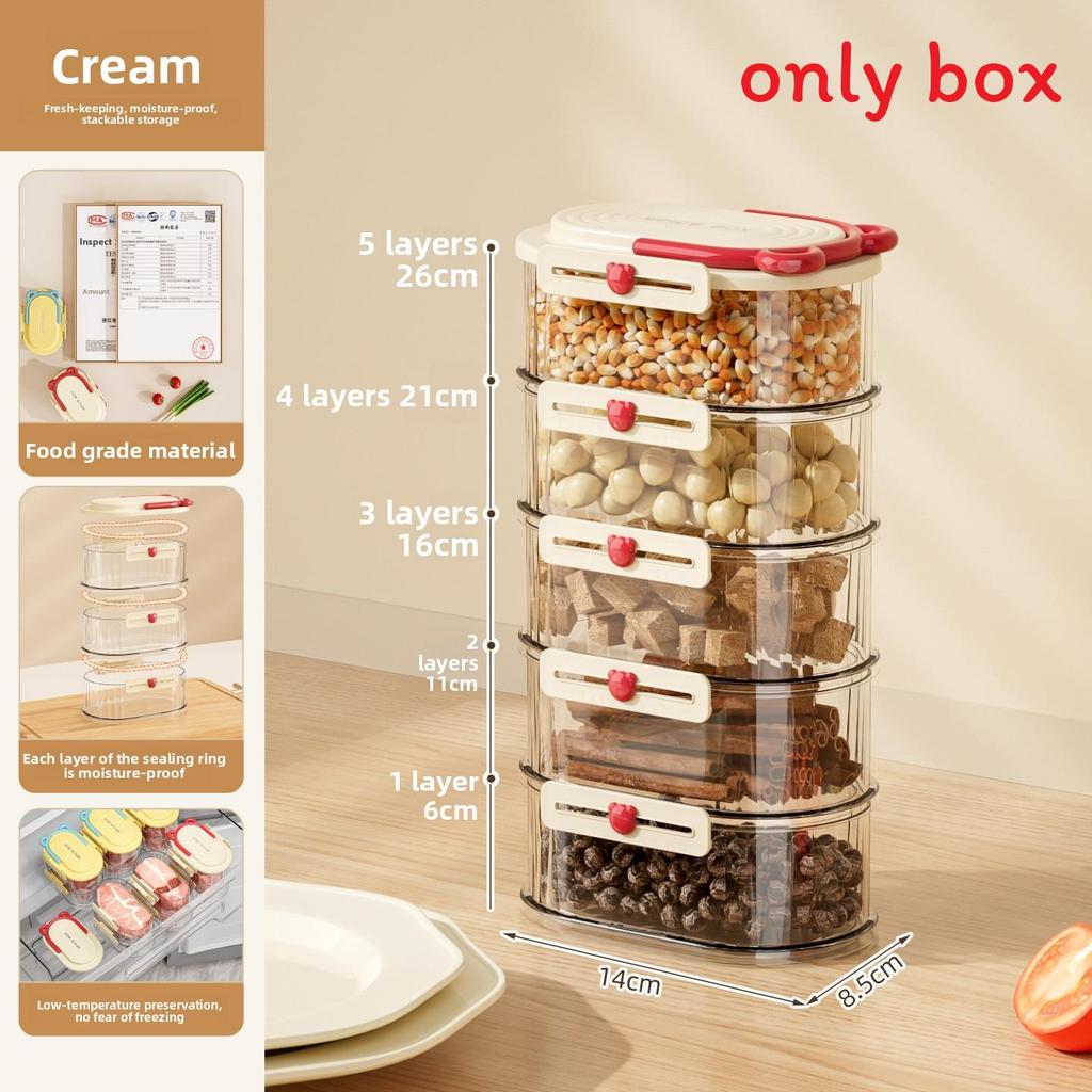 Food Storage Container With Sealed Lids For Kitchen Organization And Spice Preservation