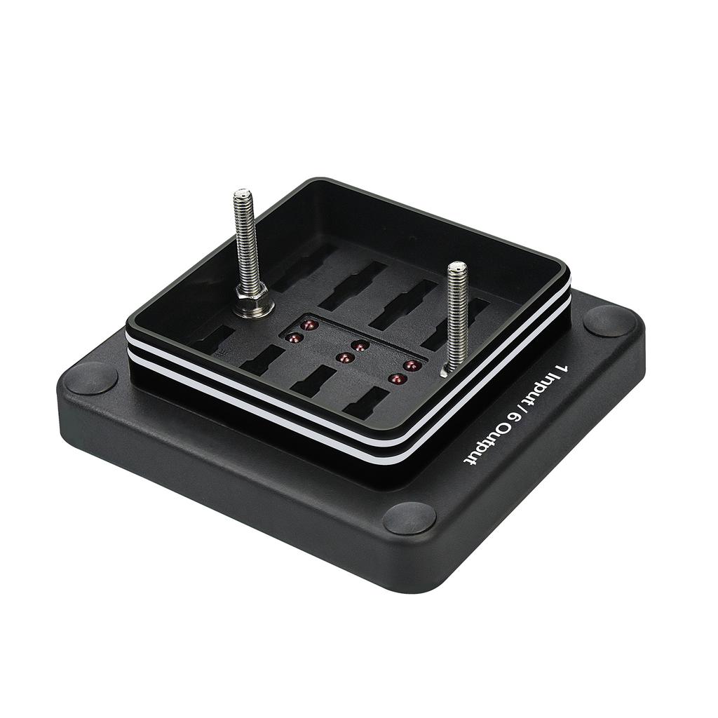 6-fach Block mit Erdung, Sicherungskastenhalter für Schutzabdeckung, LED-Lichtanzeige, Schraubklemmen für Auto, Marine, flaches Profil, negative Sammelschiene, wasserdicht