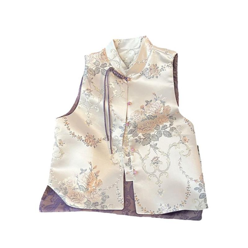 2025 New High-end Round Neck Stacked Temperament Top Brocade Jacquard Vest