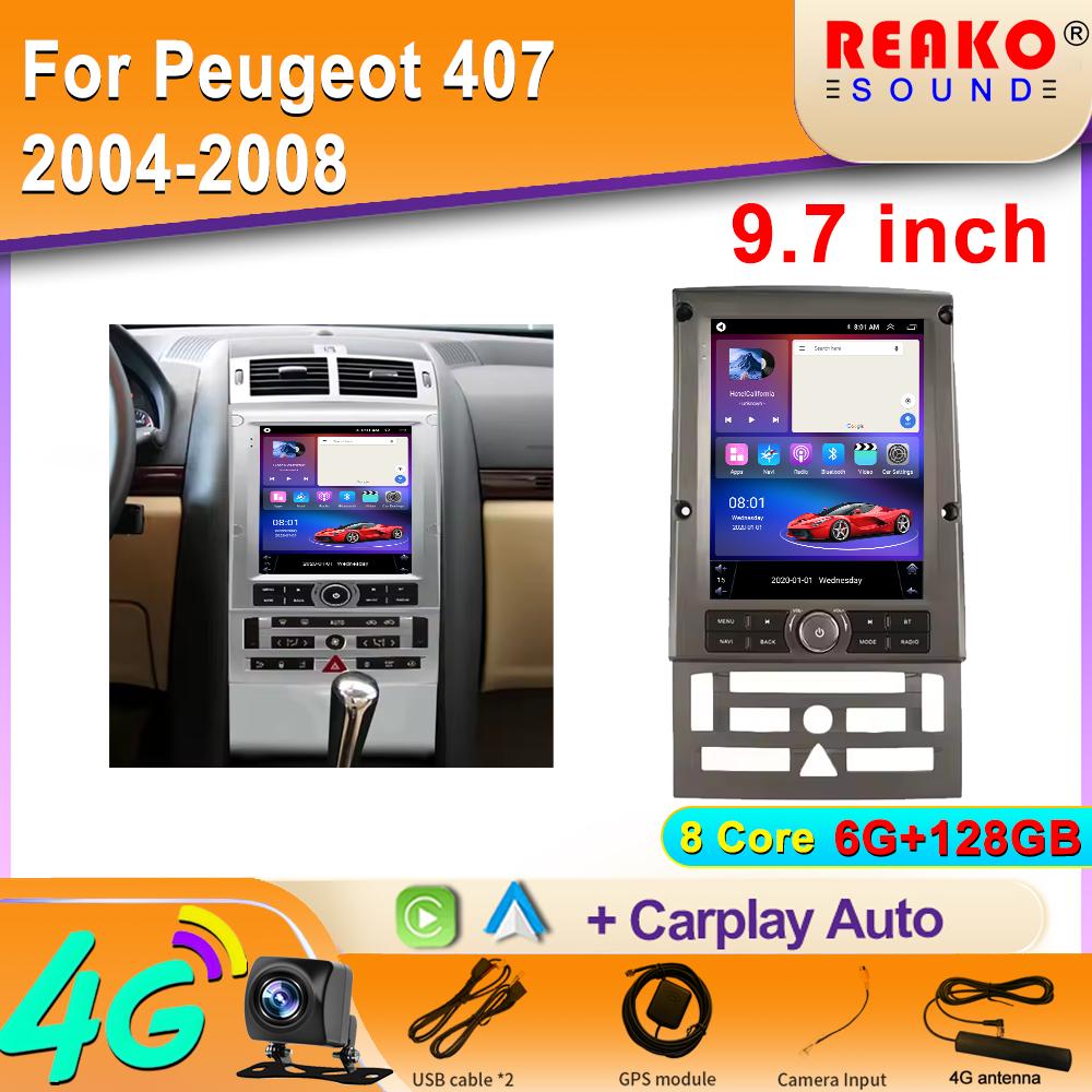 9.7 Inch Android For Peugeot 407 2004-2008 Tesla Style Car Radio Stereo Multimedia Video Player DVD GPS Navigation 2din BT
